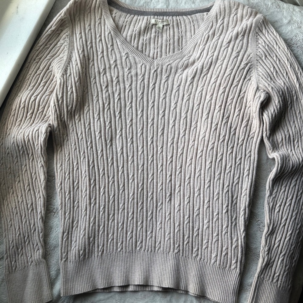 Preppy Tan Cable Knit Sonoma Sweater